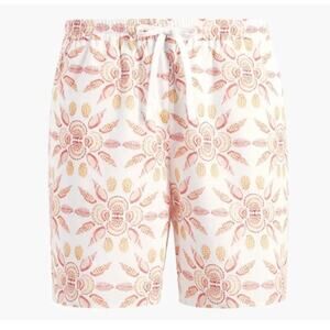 Hill House Home Leo Lined Shorts Orange Shell Mosaic Print Size XL